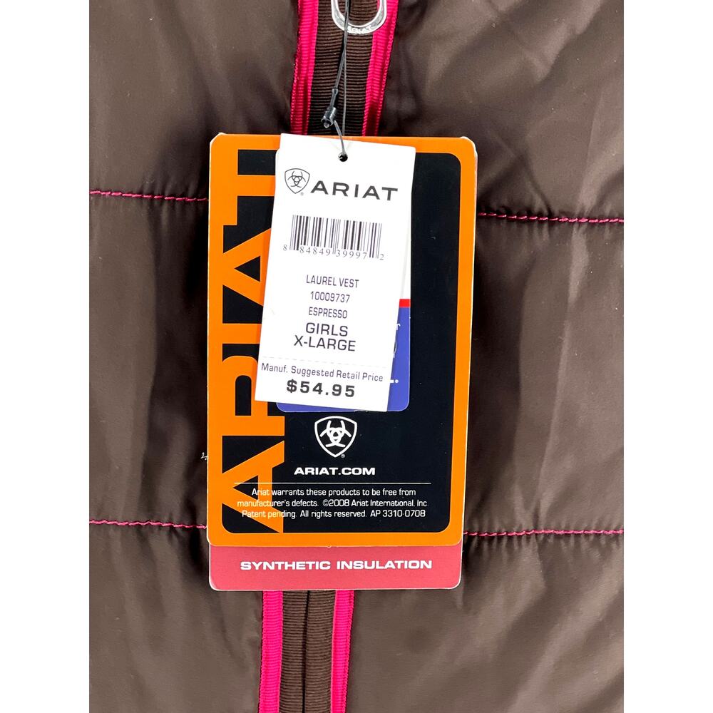 Ariat Kids XL Reversible Equestrian Laurel Vest NWT - Picture 2 of 6